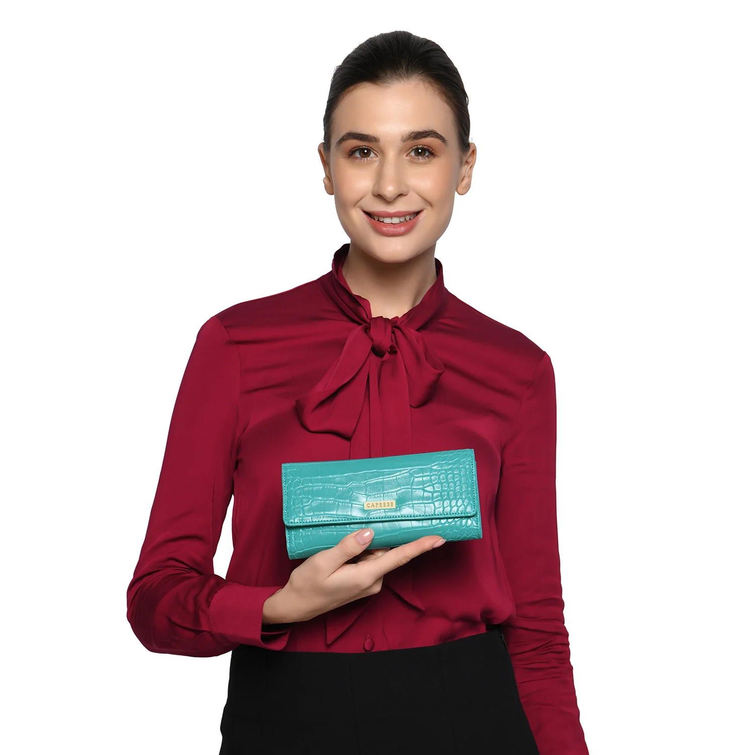 Caprese Ariana Medium Blue Flap Wallet - Image 2