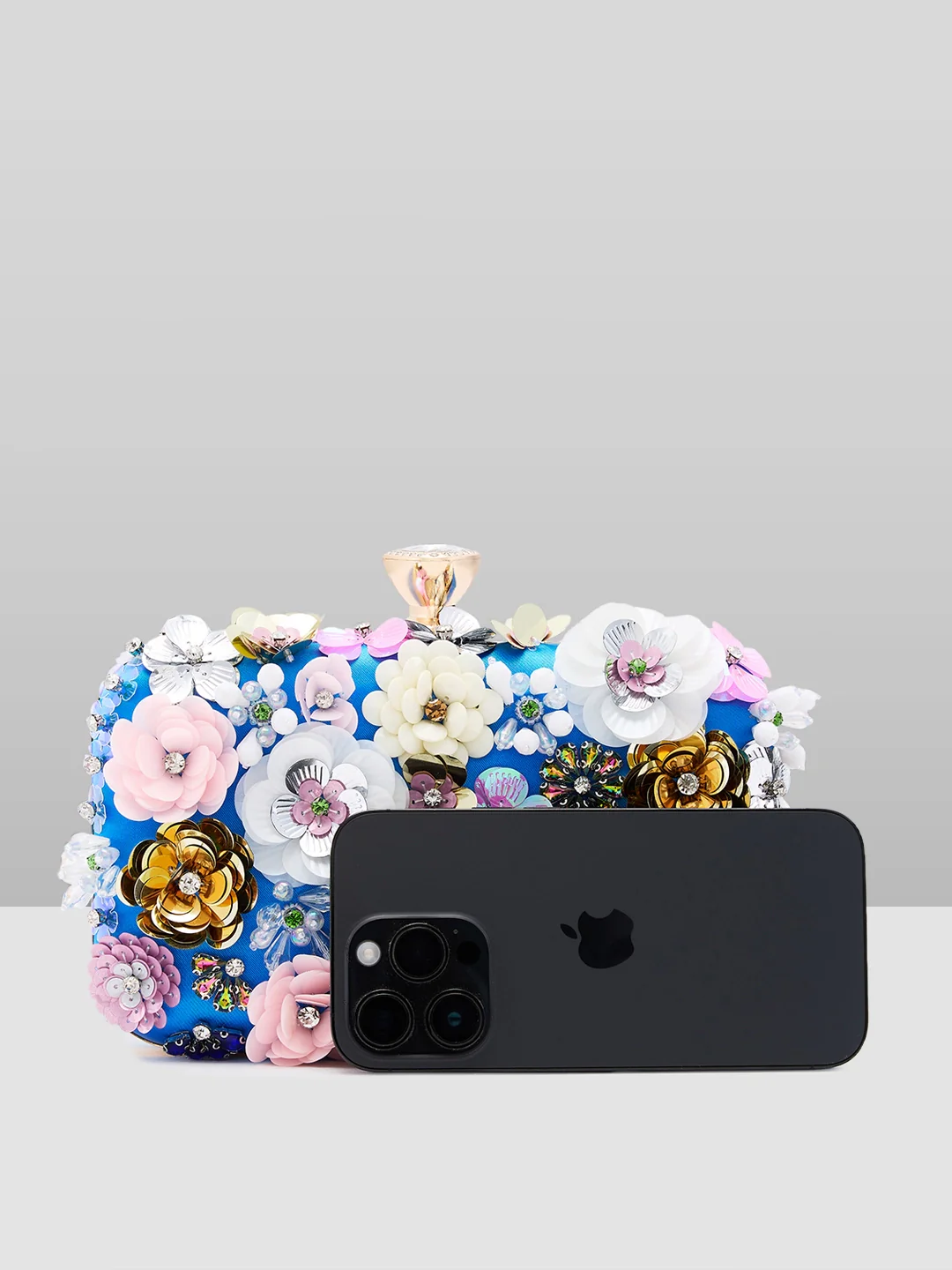 Caprese Ava Floral Small Blue Clutch Box - Image 3