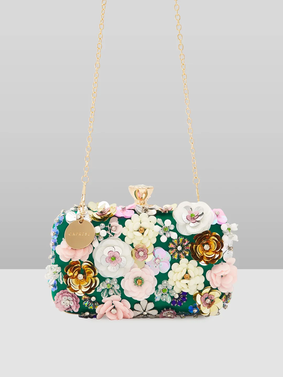 Caprese Ava Floral Small Dark Green Clutch Box