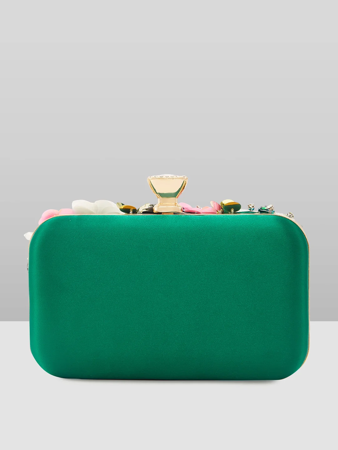 Caprese Ava Floral Small Dark Green Clutch Box - Image 4
