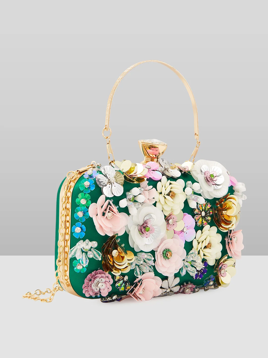 Caprese Ava Floral Small Dark Green Clutch Box - Image 5
