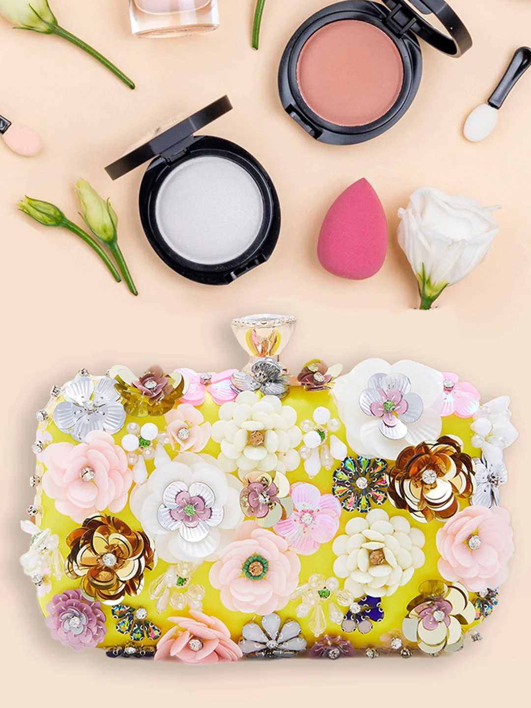 Caprese Ava Floral Small Yellow Clutch Box - Image 3