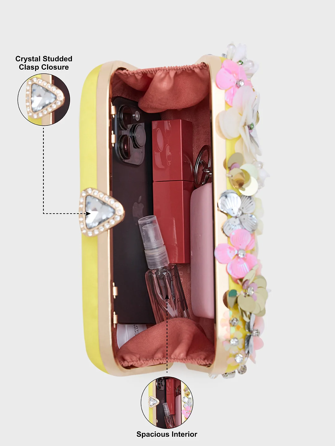Caprese Ava Floral Small Yellow Clutch Box - Image 9