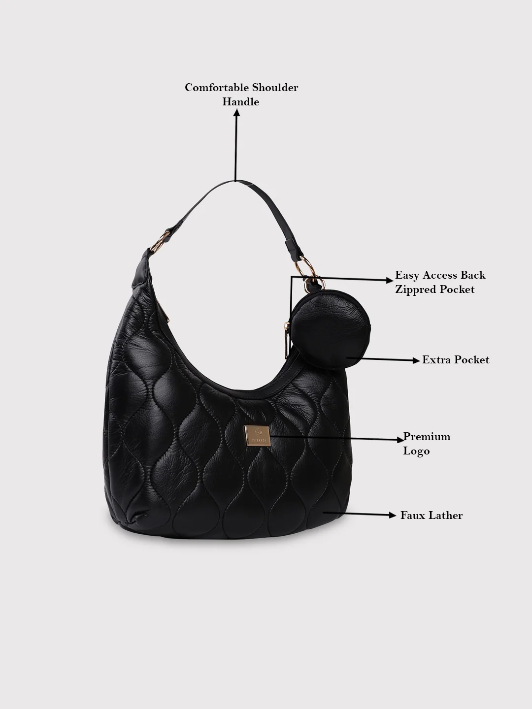 Caprese Briar Medium Black Hobo Bag - Image 9