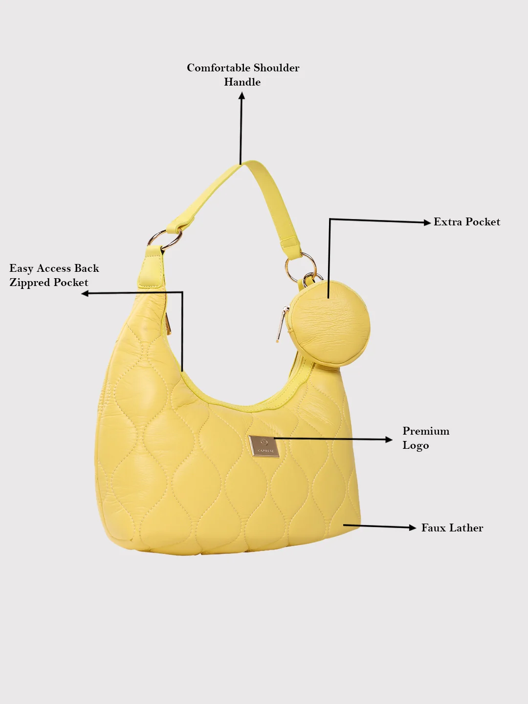 Caprese Briar Medium Yellow Hobo Bag - Image 3