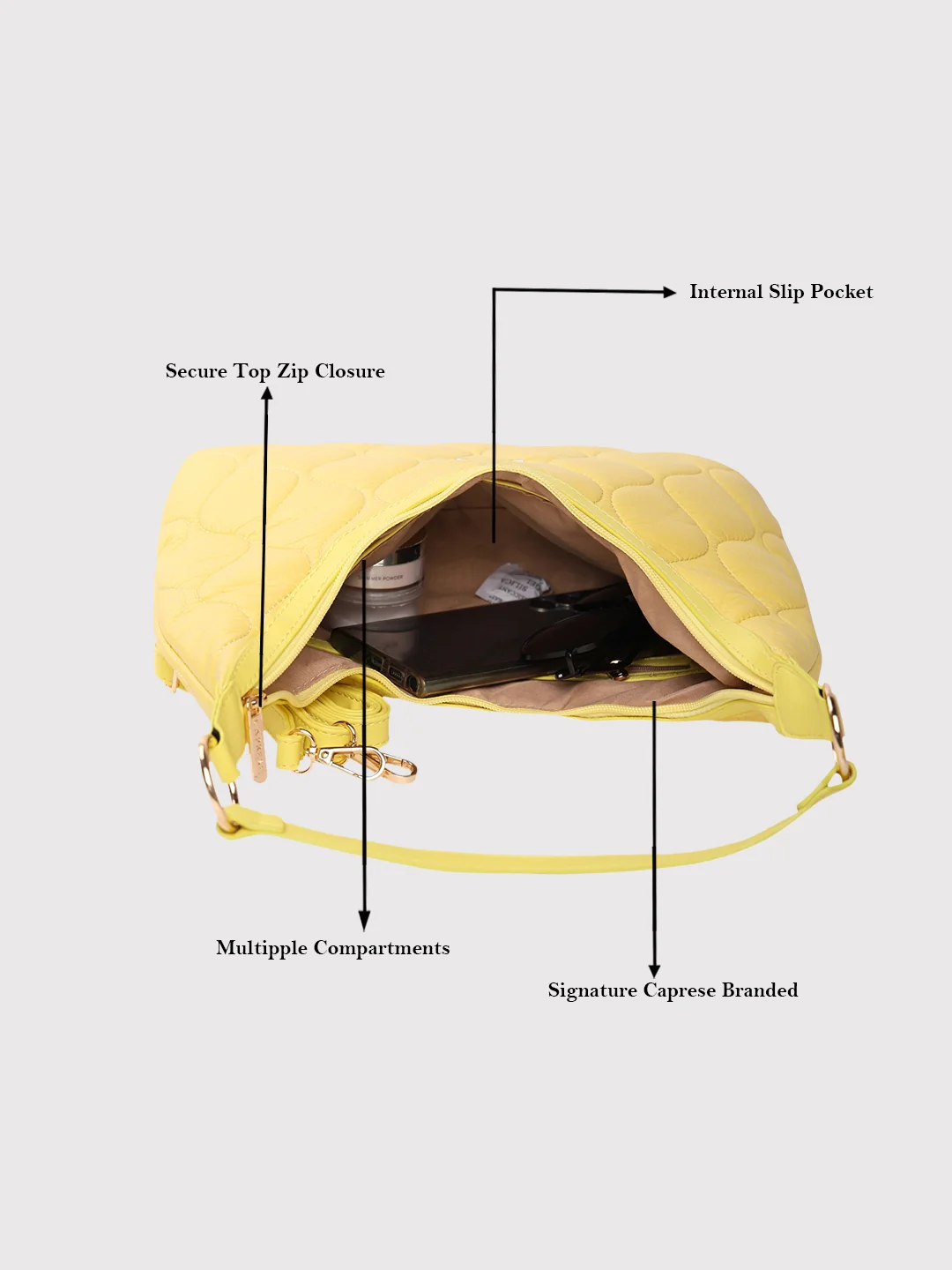 Caprese Briar Medium Yellow Hobo Bag - Image 9