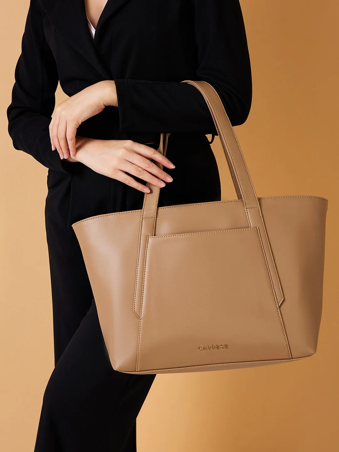 Caprese Aarya Large Beige Tote Bag - Image 10