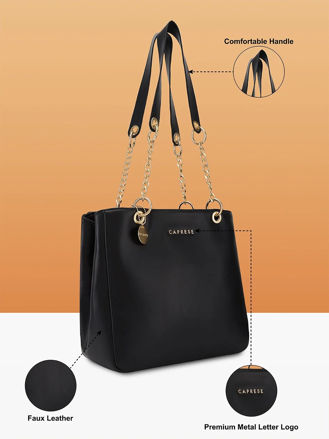 Caprese Abena Small Black Tote Bag - Image 5