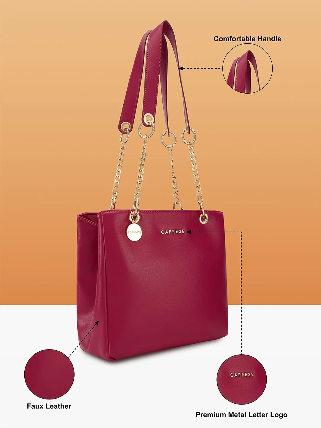 Caprese Abena Small Pink Tote Bag - Image 5