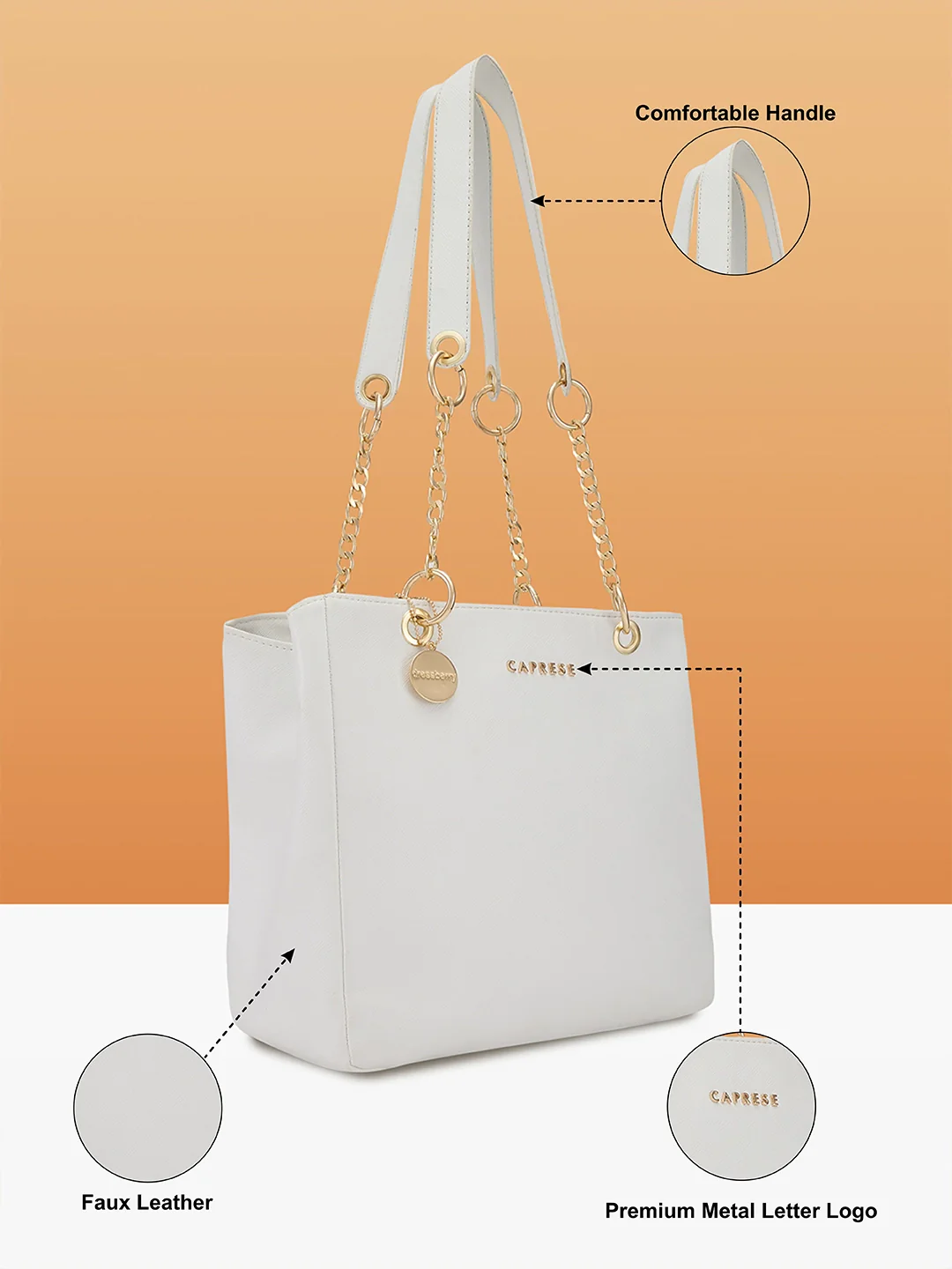 Caprese Abena Small White Tote Bag - Image 5