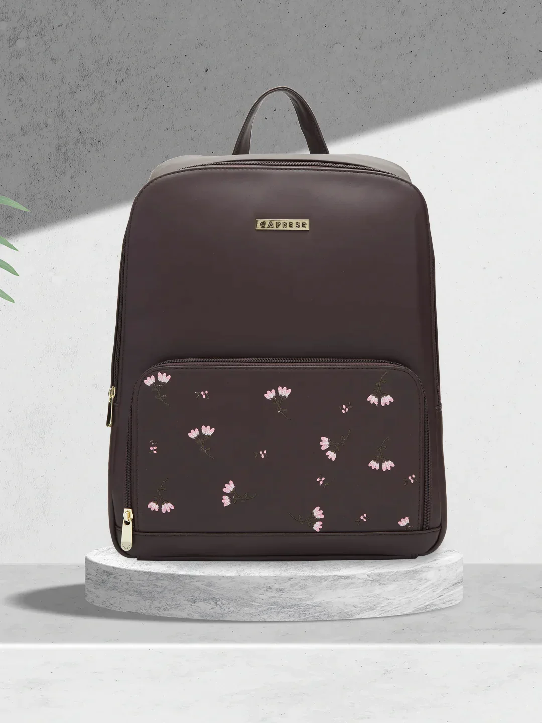 Caprese Adah Large Chocolate Brown Laptop Backpack - Image 2