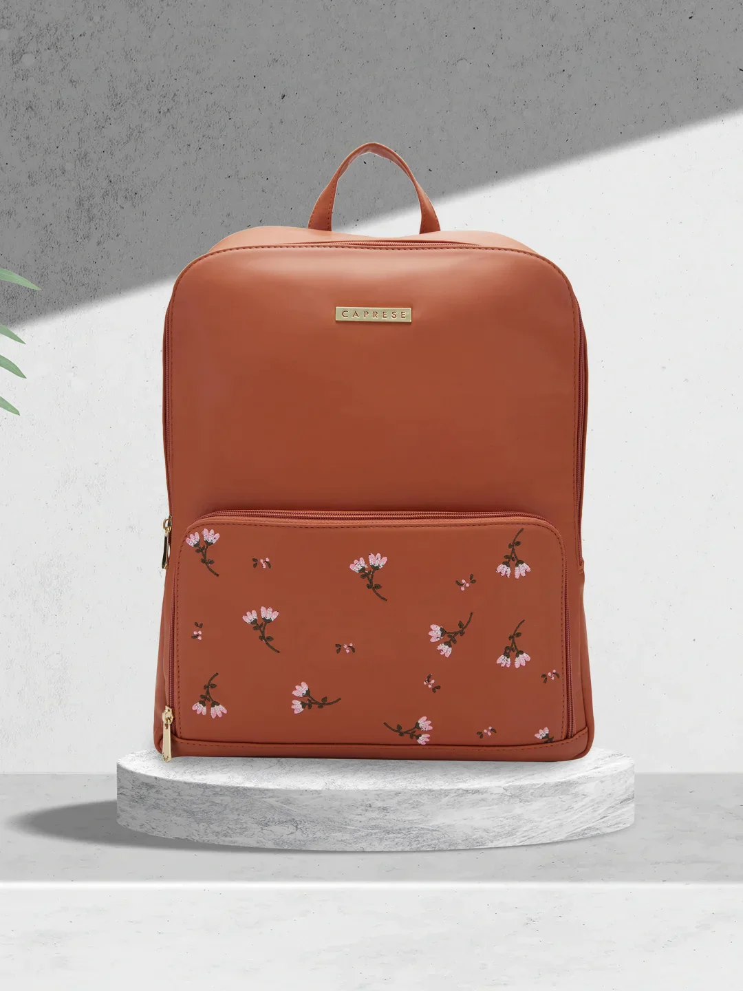 Caprese Adah Large Tan Laptop Backpack - Image 2