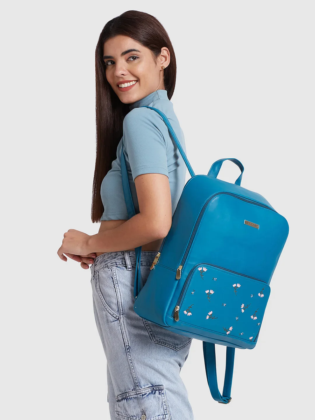 Caprese Adah Large Teal Backpack - Image 3