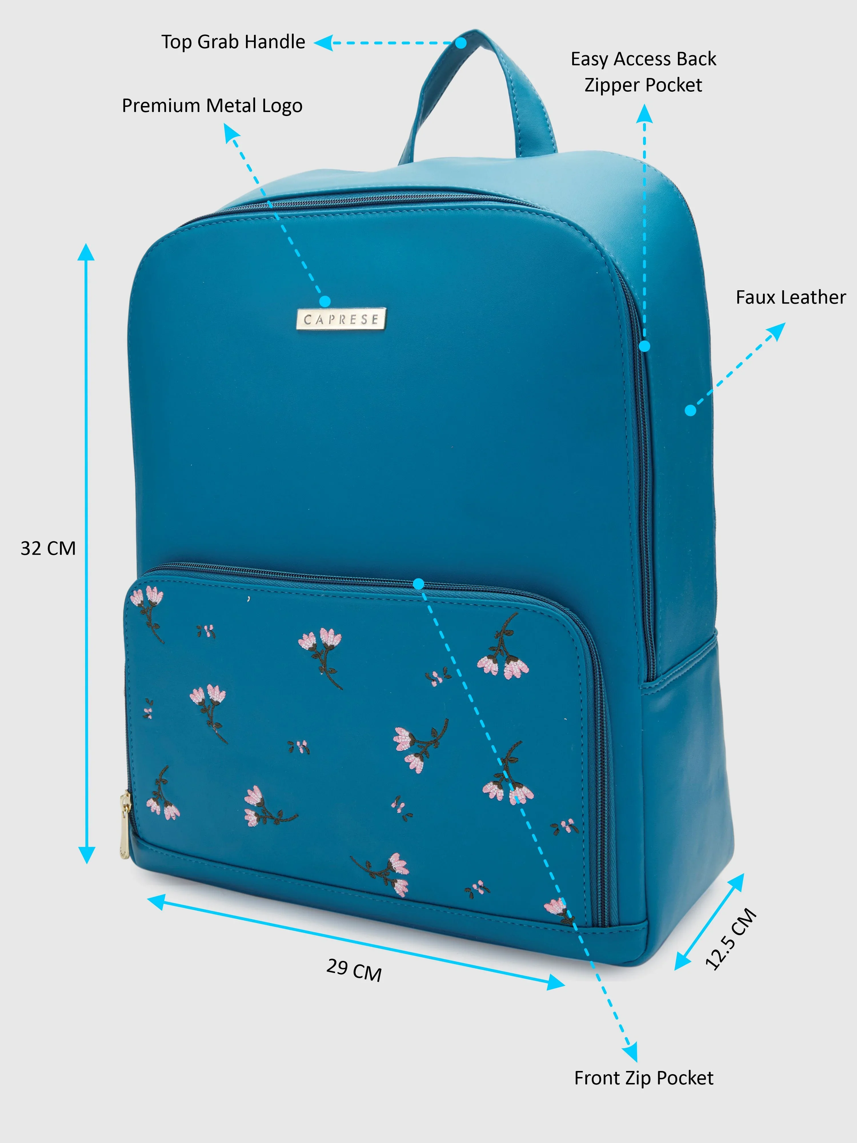 Caprese Adah Large Teal Backpack - Image 7