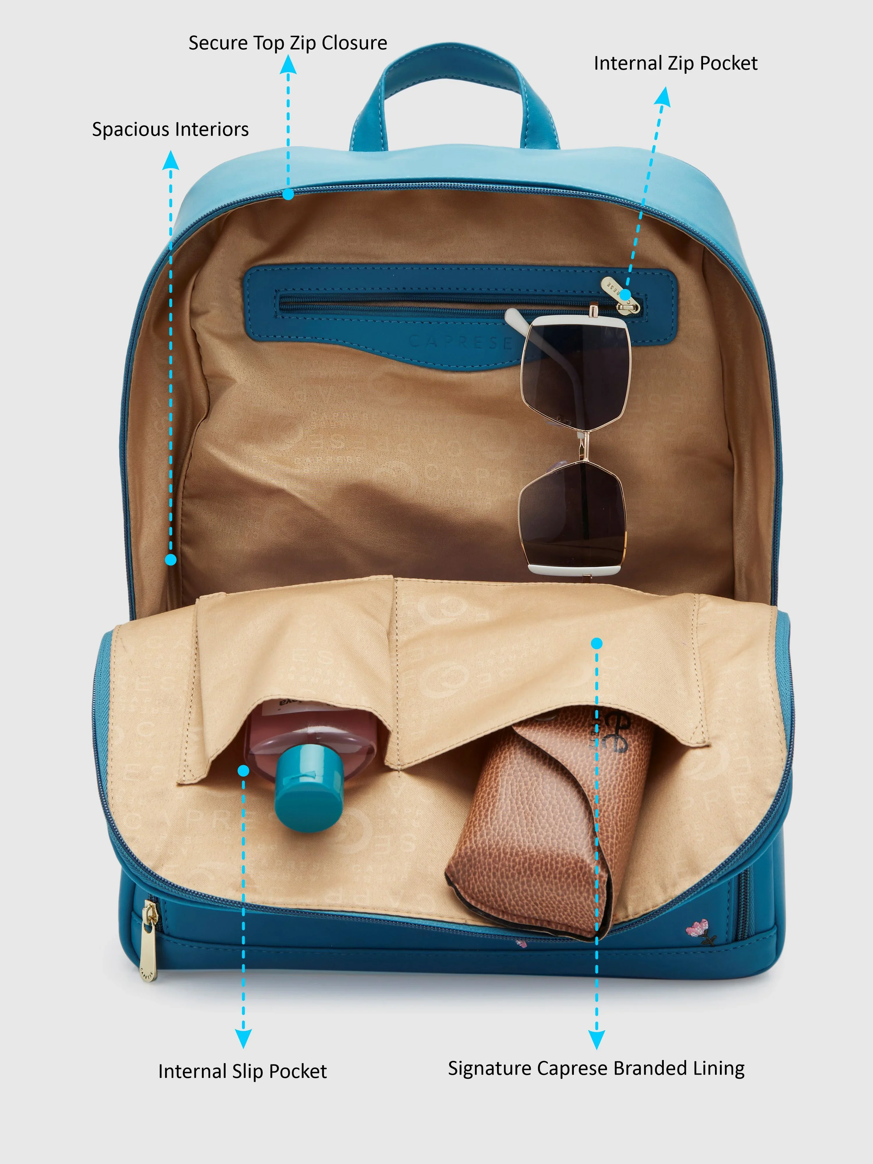Caprese Adah Large Teal Backpack - Image 8