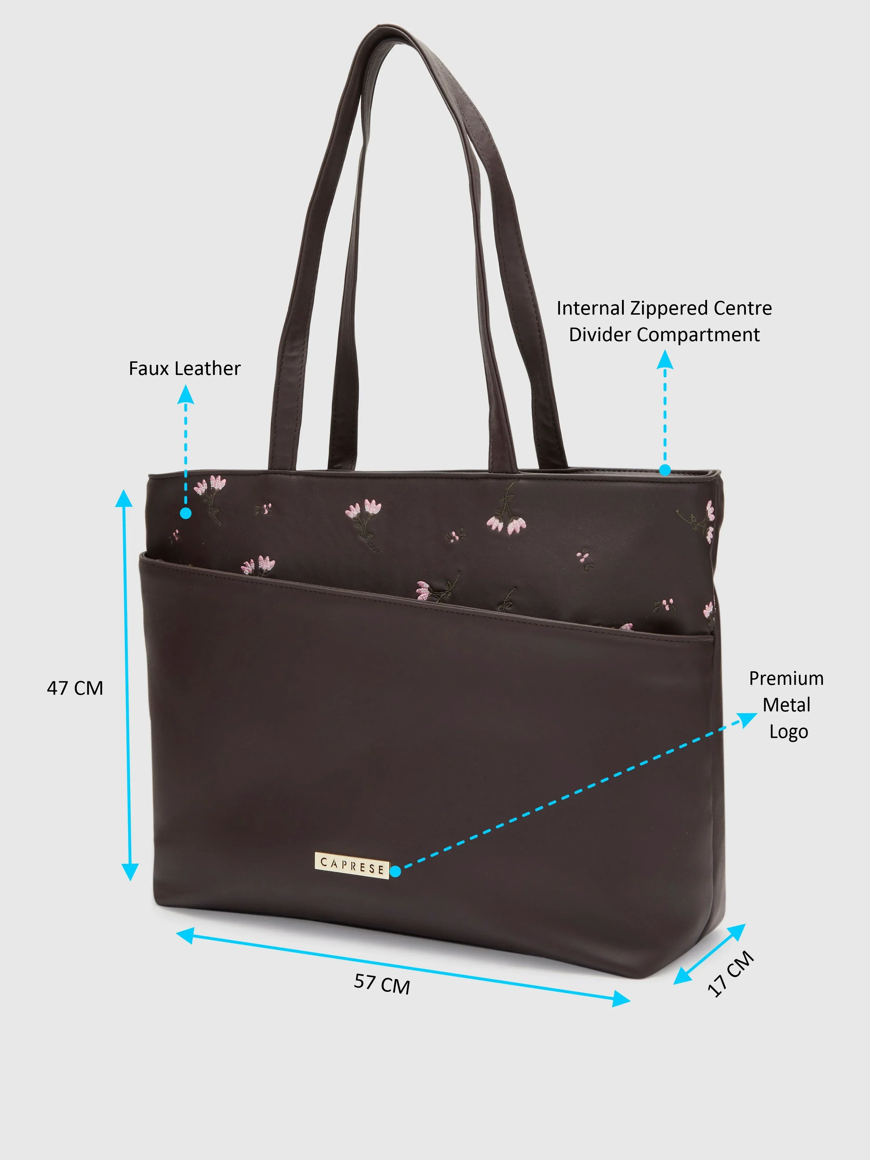Caprese Adah Large Chocolate Brown Tote Bag - Image 6