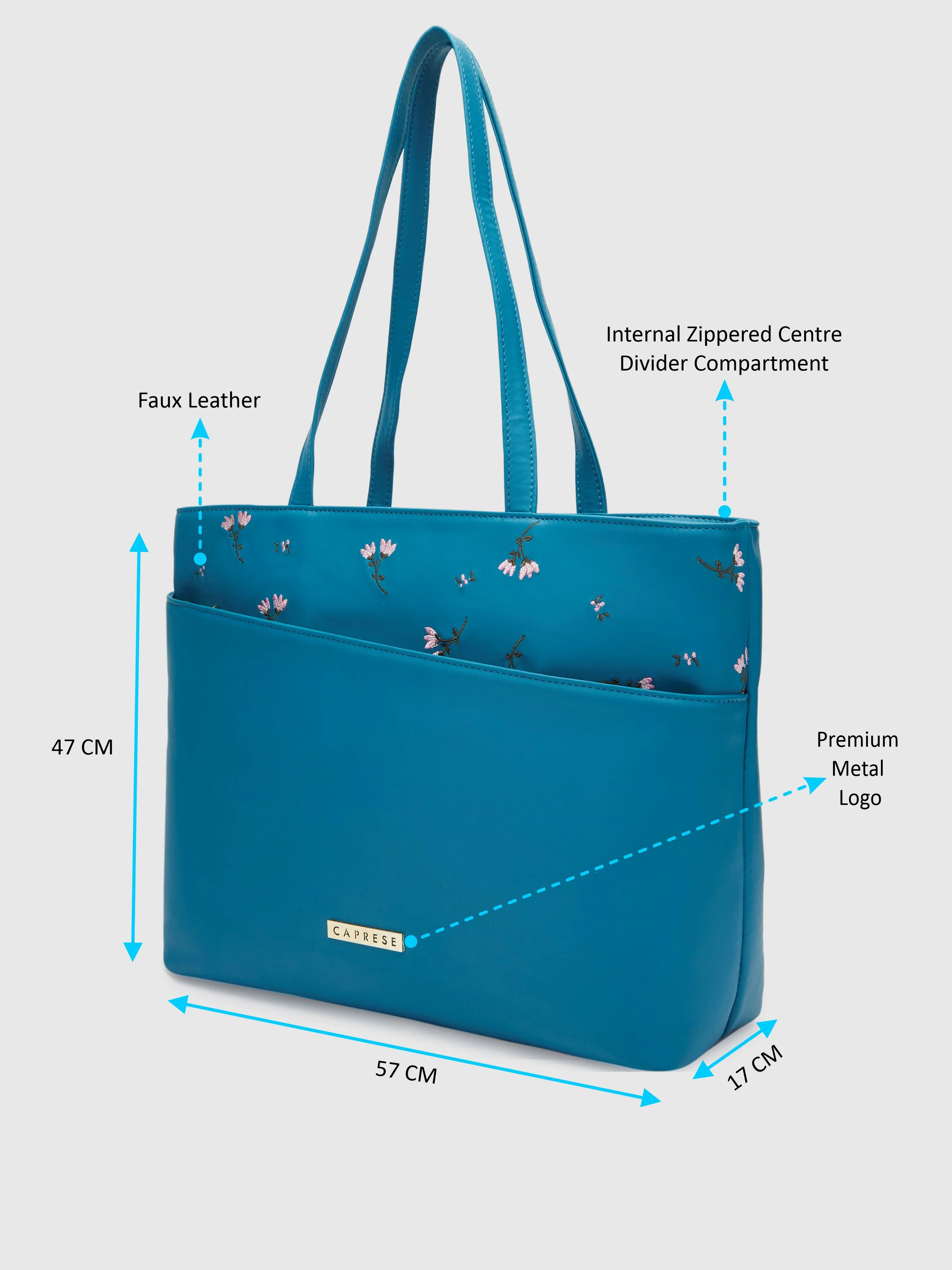 Caprese Adah Large Teal Tote Bag - Image 7