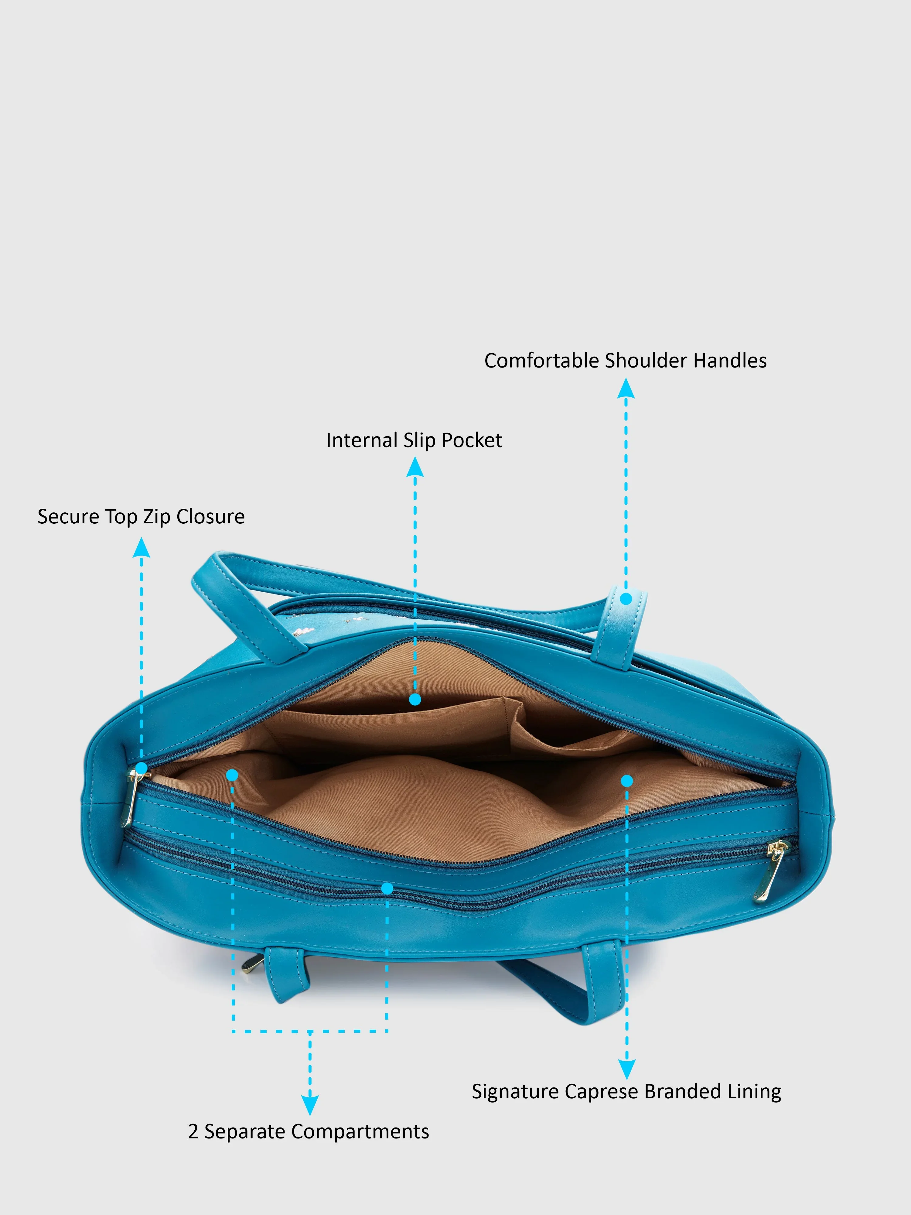 Caprese Adah Large Teal Tote Bag - Image 8