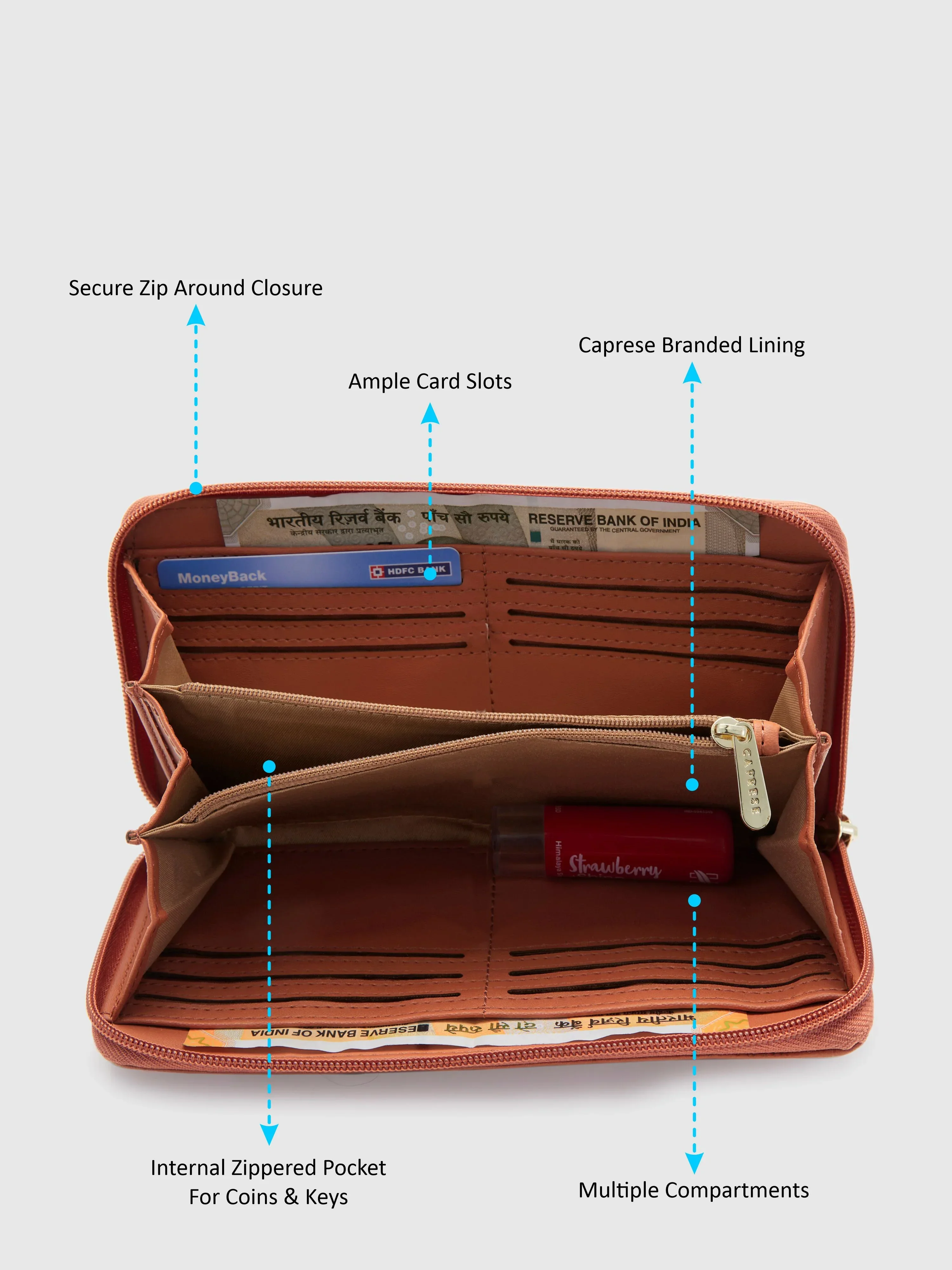 Caprese Adah Large Tan Wallet - Image 6