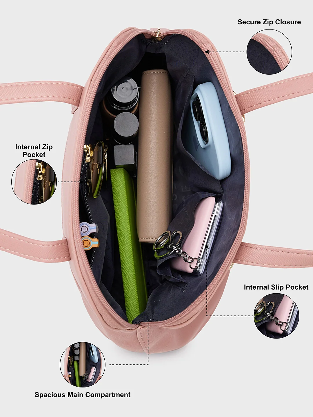Caprese Afra Small Blush Satchel Bag - Image 7