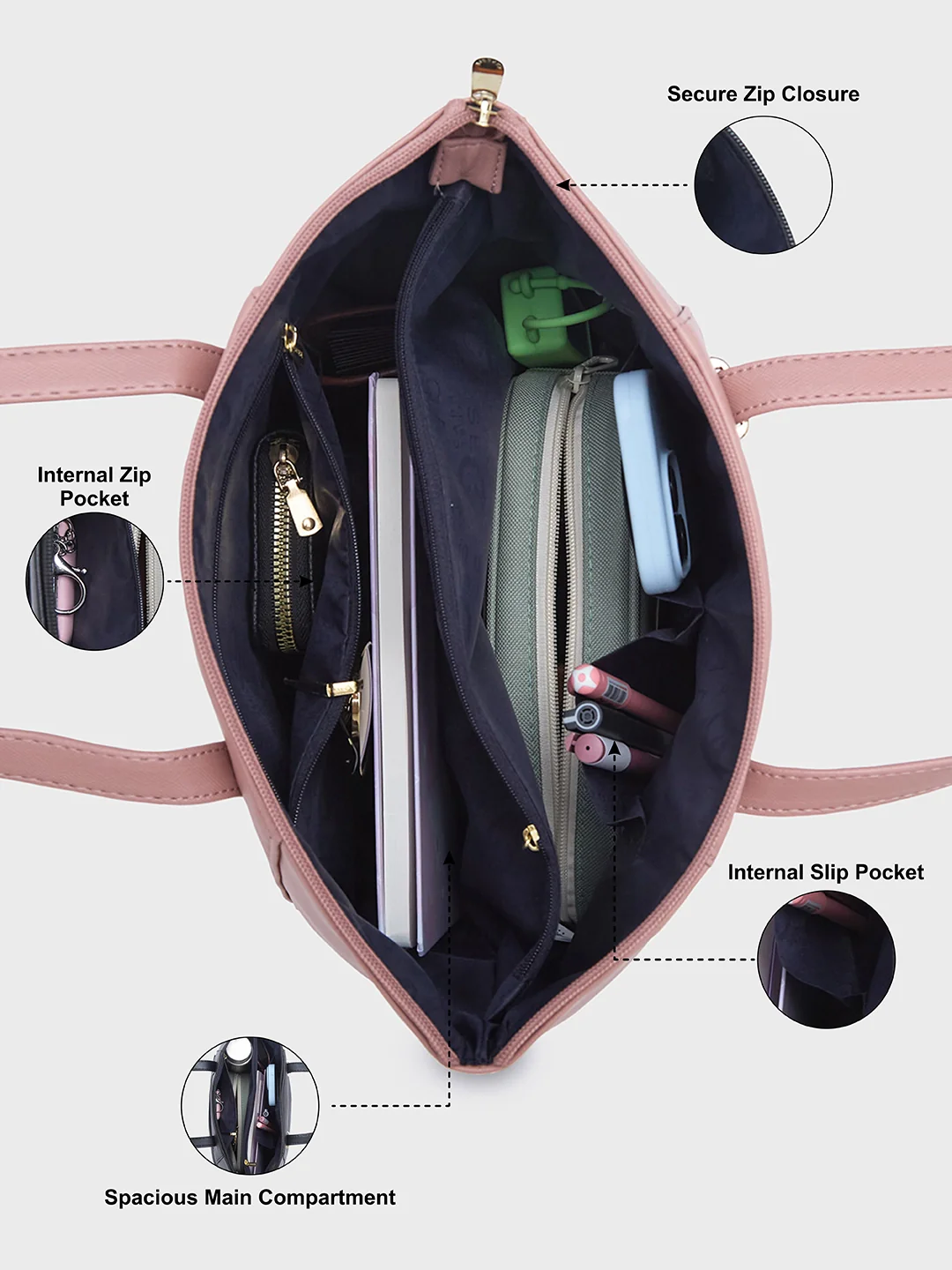 Caprese Afra Medium Blush Tote Bag - Image 7