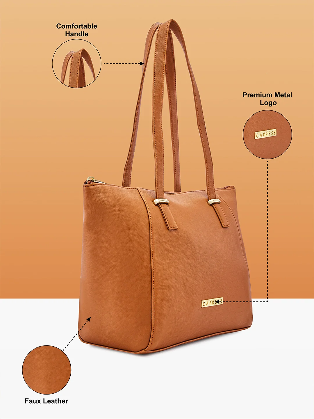 Caprese Afra Medium Tan Tote Bag - Image 6