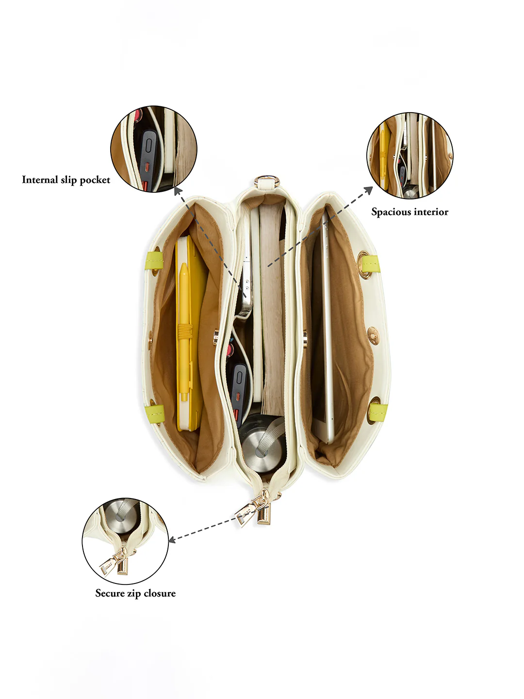 Caprese Aimee Large Alpine Oat Satchel Bag - Image 5