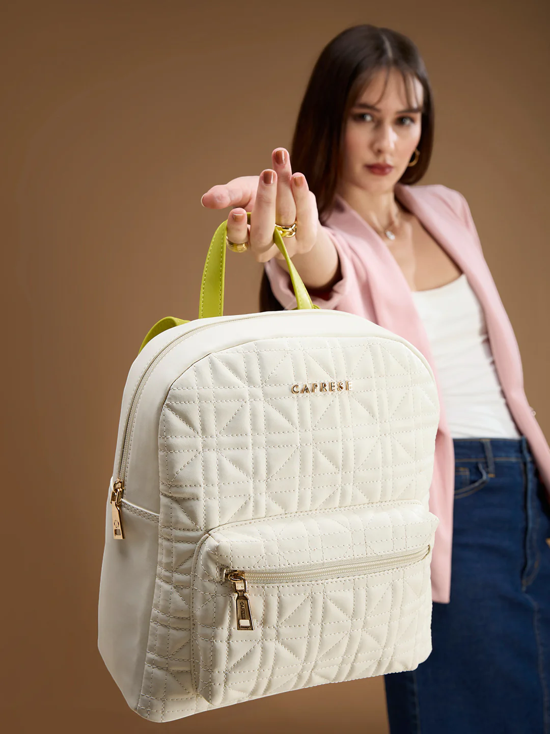 Caprese Aimee Medium Alpine Oat Backpack - Image 12