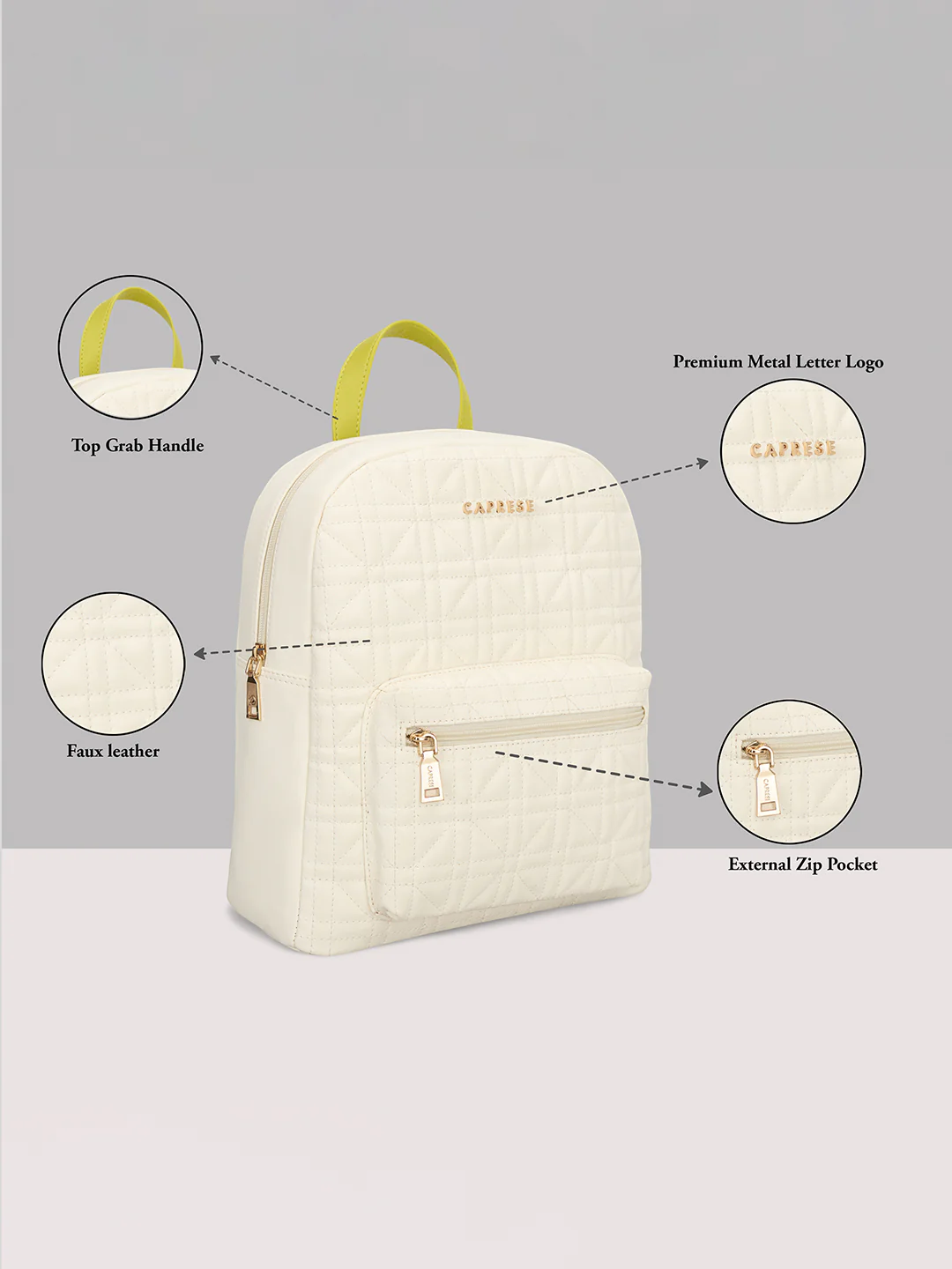 Caprese Aimee Medium Alpine Oat Backpack - Image 14