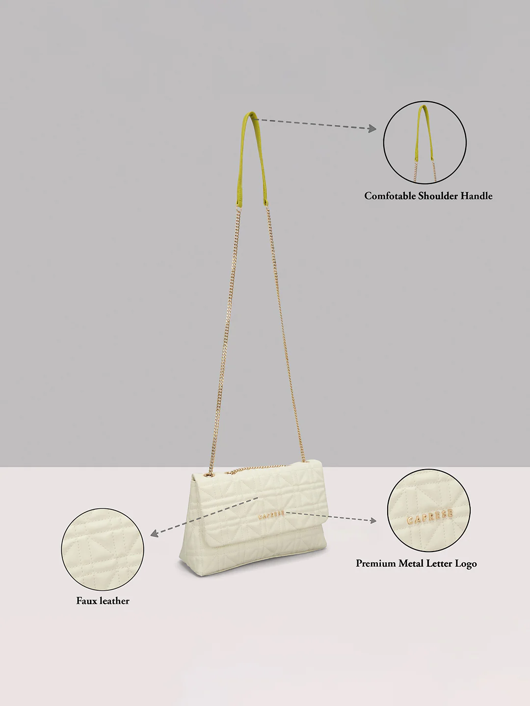 Caprese Aimee Medium Alpine Oat Sling Bag - Image 15