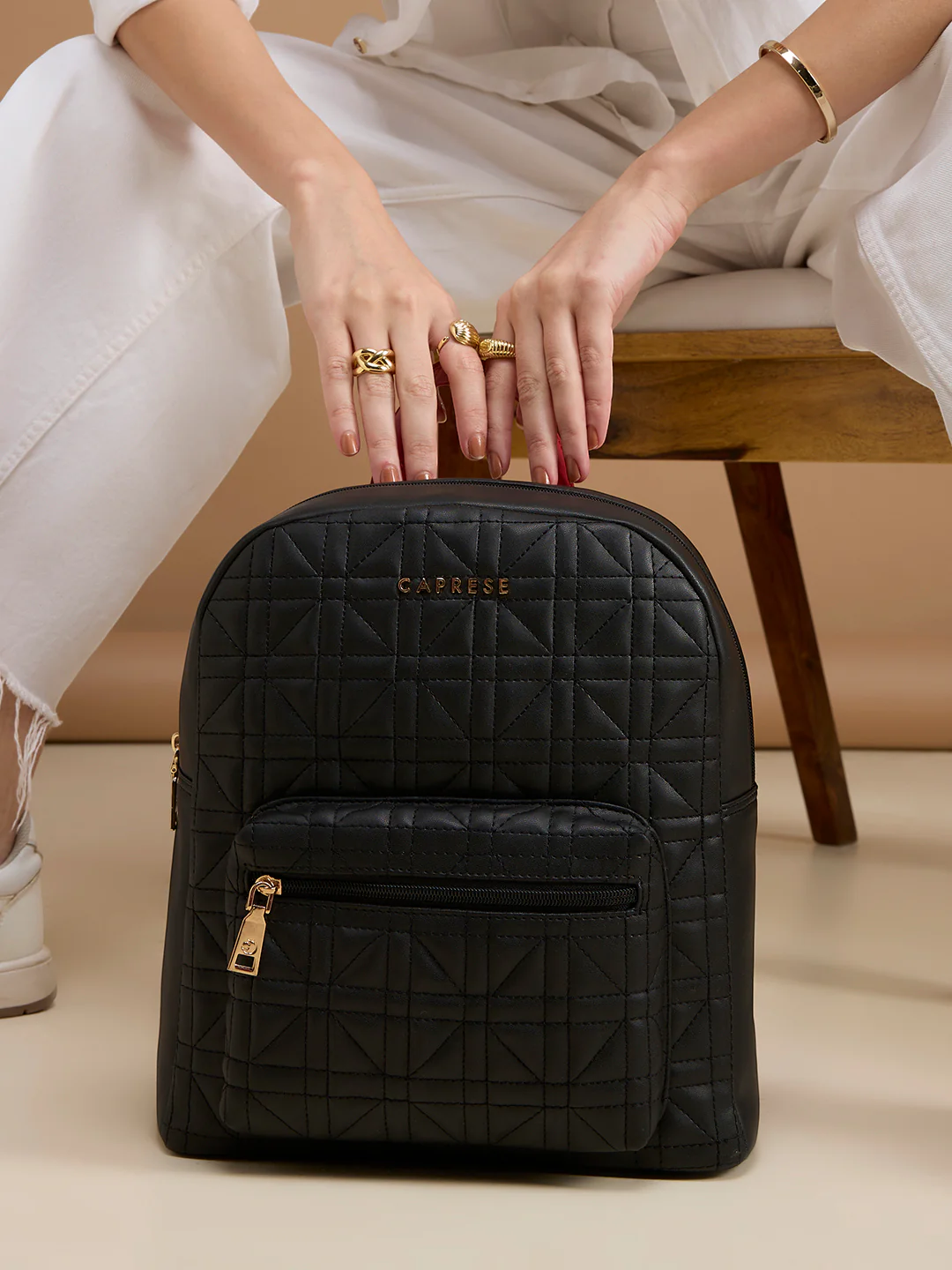 Caprese Aimee Medium Black Backpack - Image 12