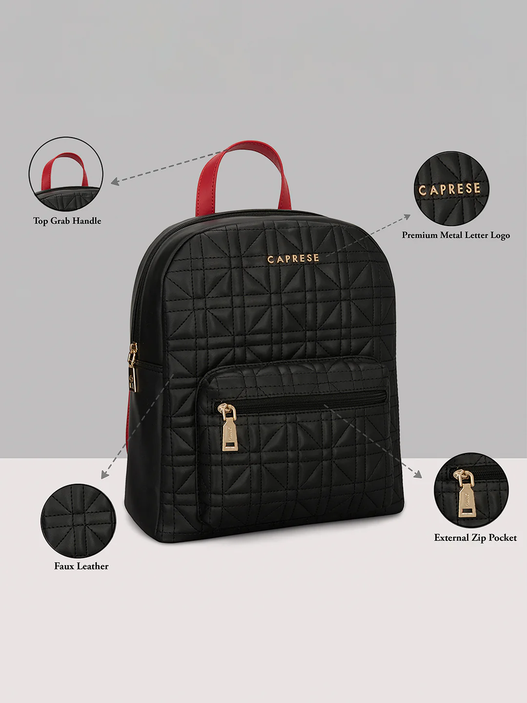 Caprese Aimee Medium Black Backpack - Image 14