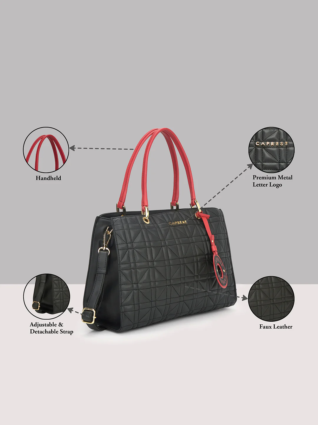 Caprese Aimee Medium Black Satchel - Image 17