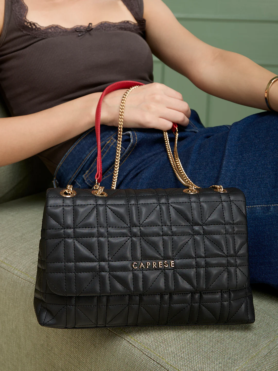 Caprese Aimee Medium Black Sling Bag - Image 13