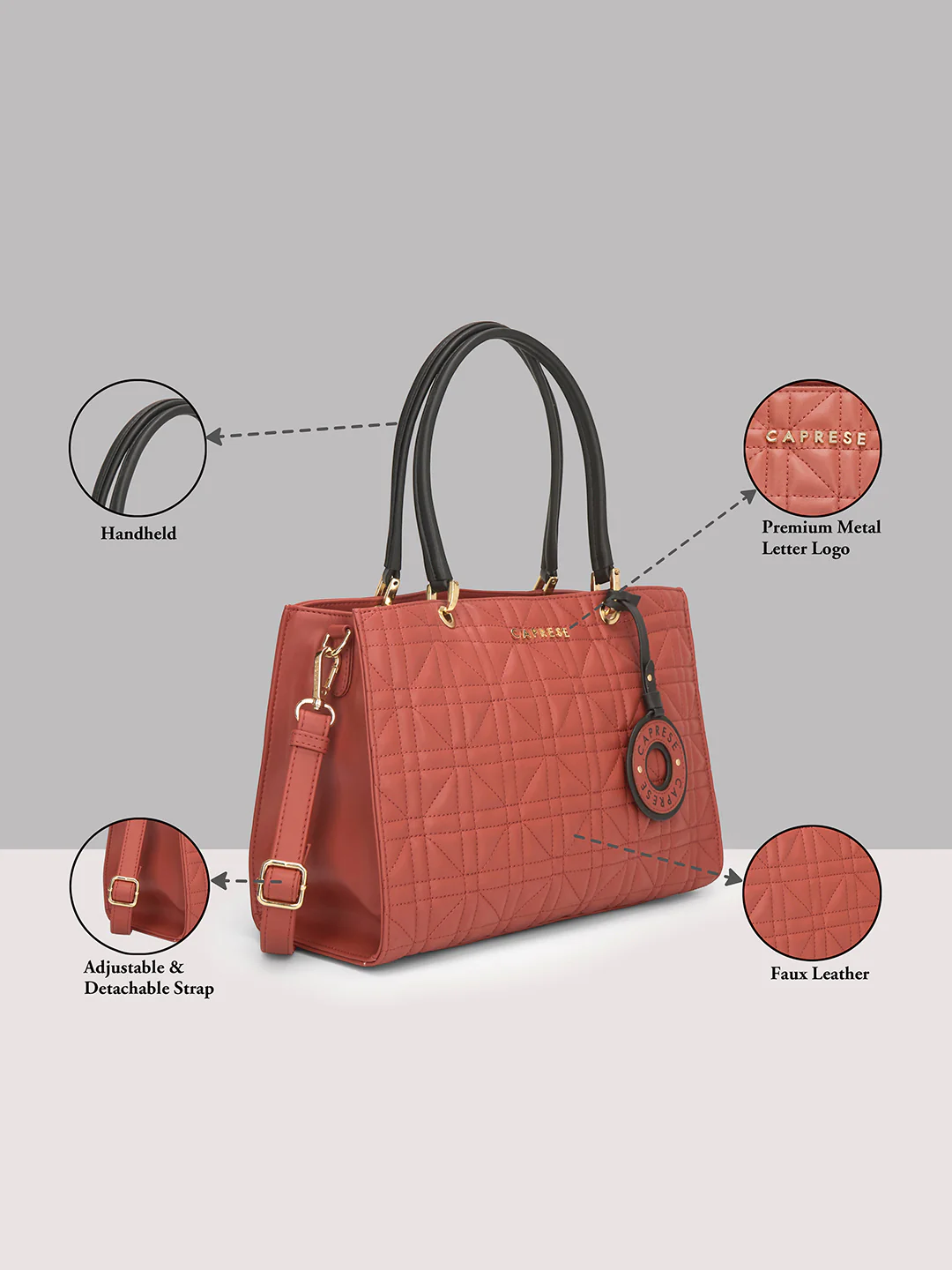Caprese Aimee Medium Intense Rust Satchel - Image 16