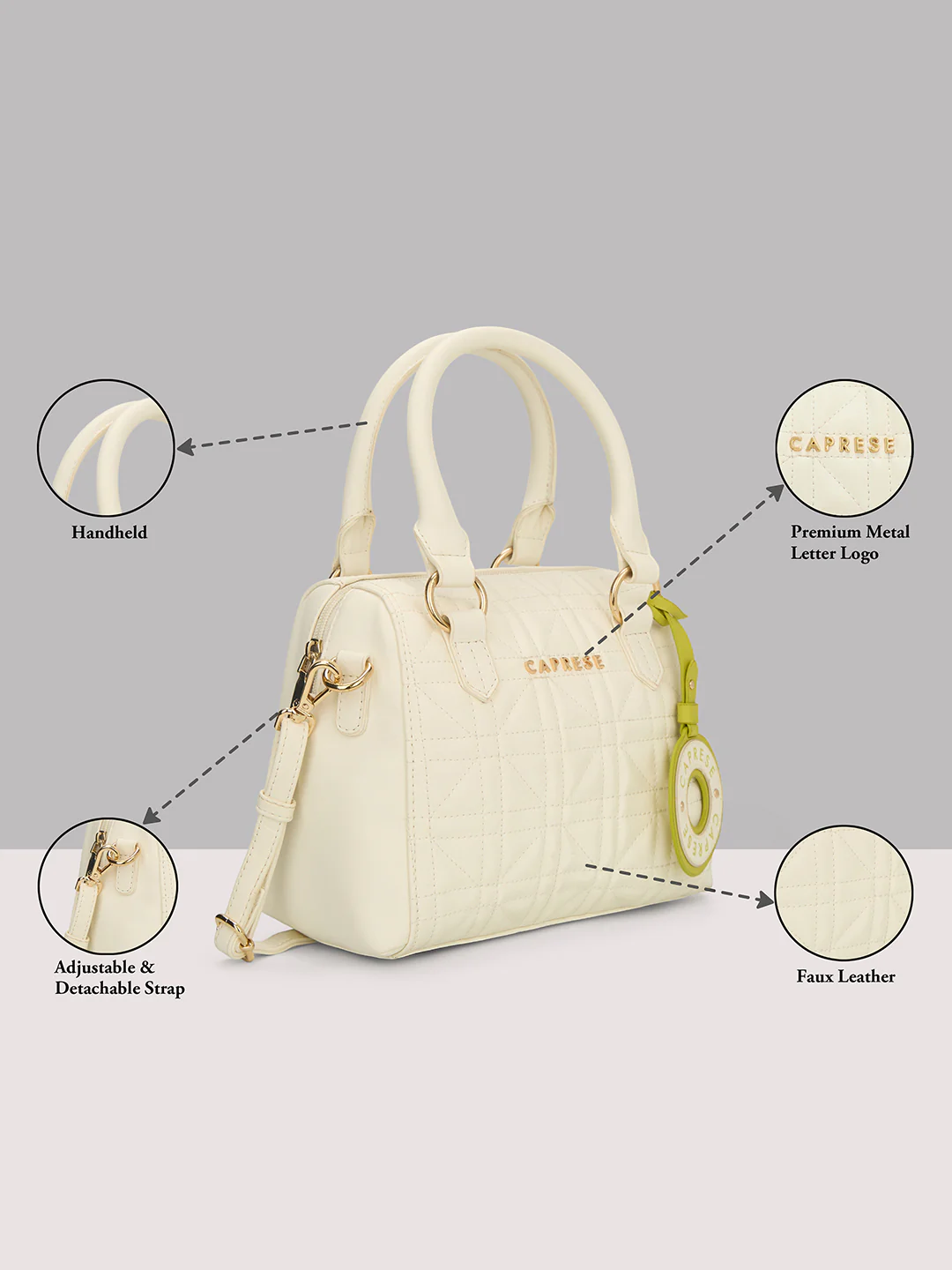 Caprese Aimee Small Alpine Oat Satchel Bag - Image 16