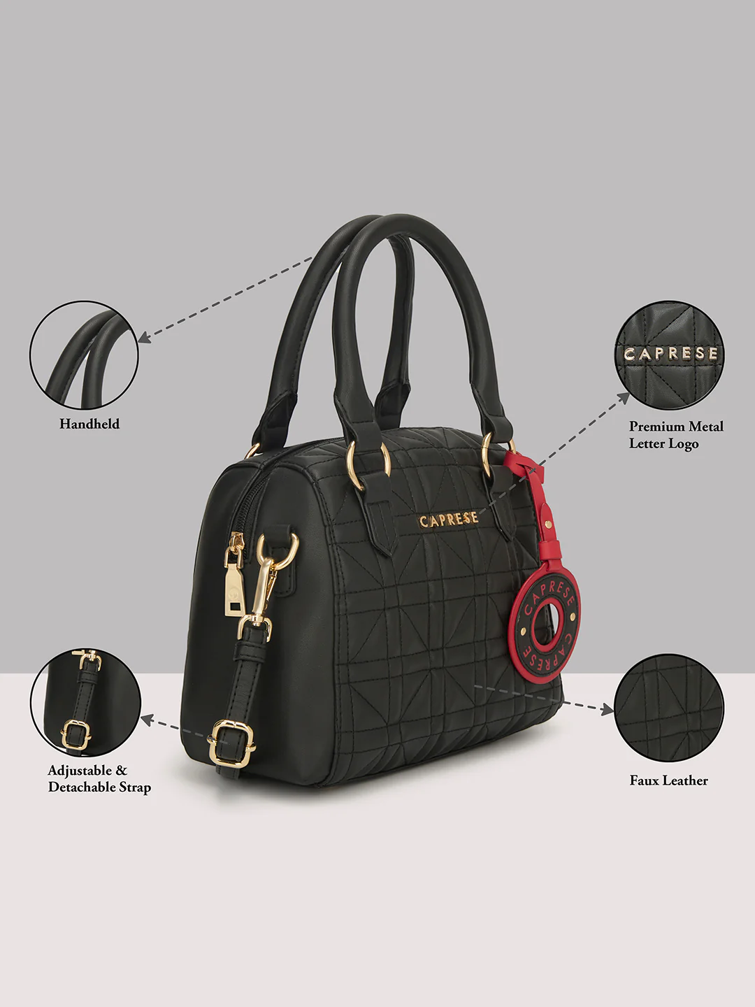 Caprese Aimee Small Black Satchel Bag - Image 16
