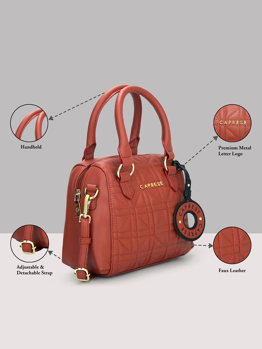 Caprese Aimee Small Intense Rust Satchel Bag - Image 17