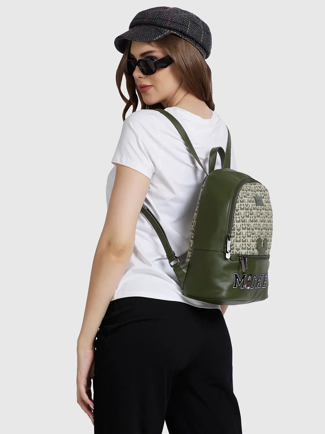Caprese Disney Graphic Mickey Mouse Medium Olive Green Backpack - Image 2