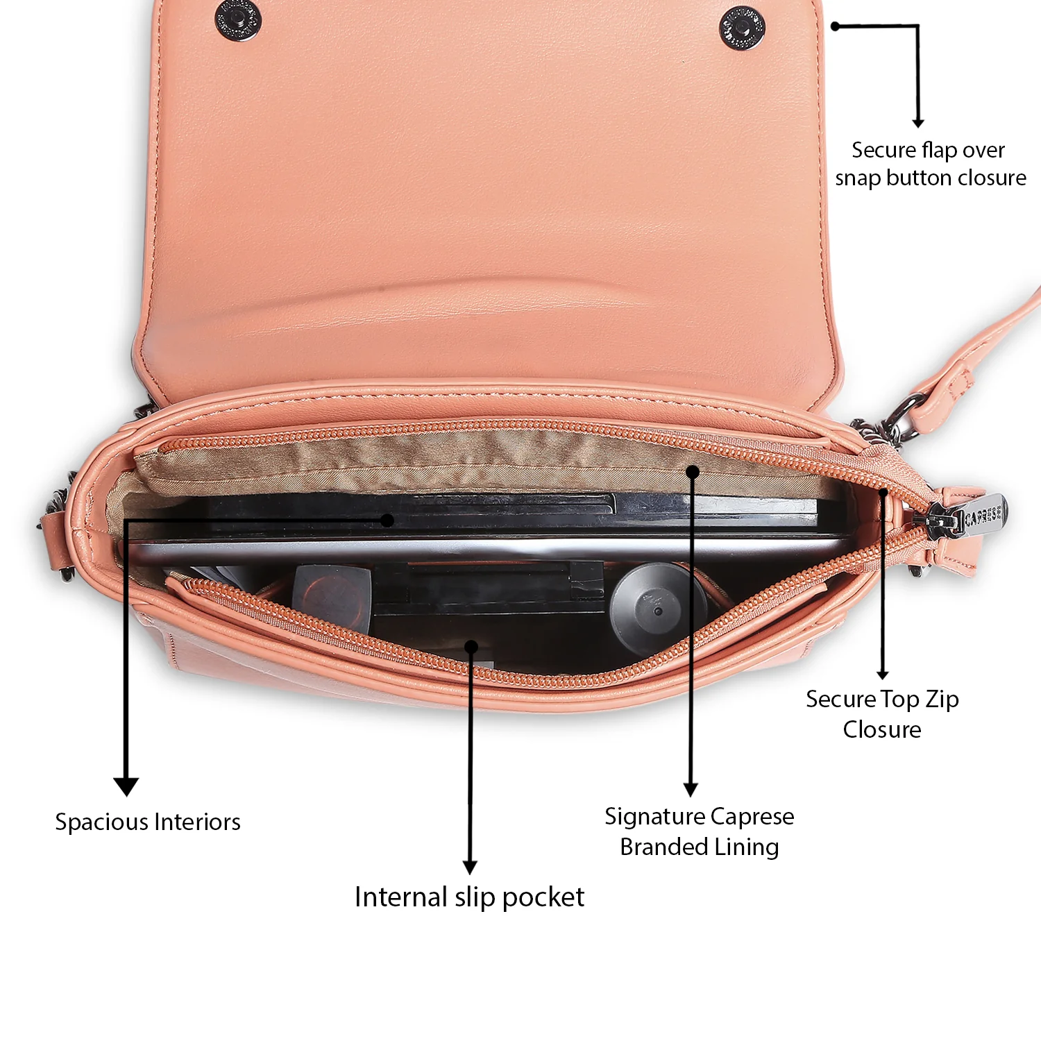 Caprese Disney Inspired Graphic Mickey Mouse Medium Coral Sling Bag - Image 7
