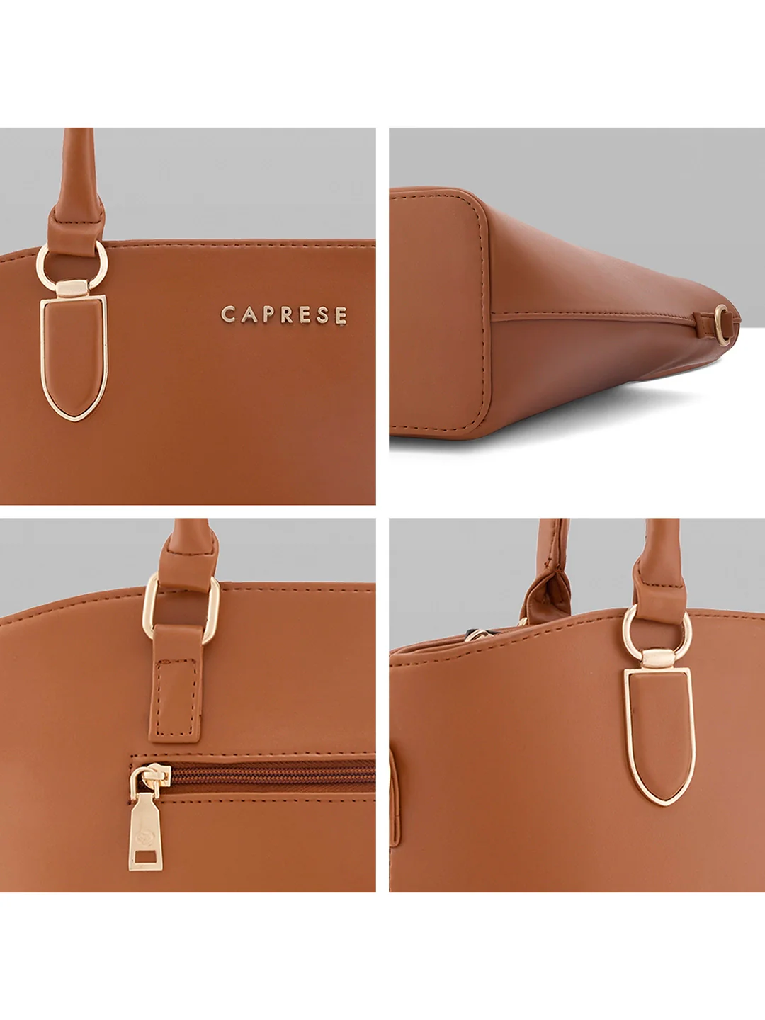 Caprese Akina Medium Tan Satchel Bag - Image 7