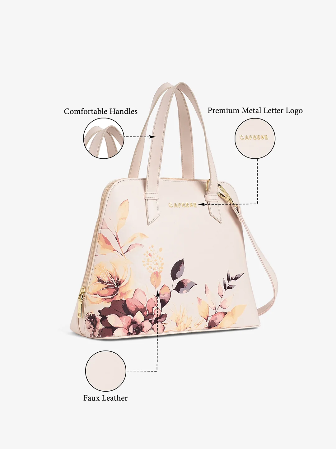 Caprese Alaya Medium Brown Satchel Bag - Image 9