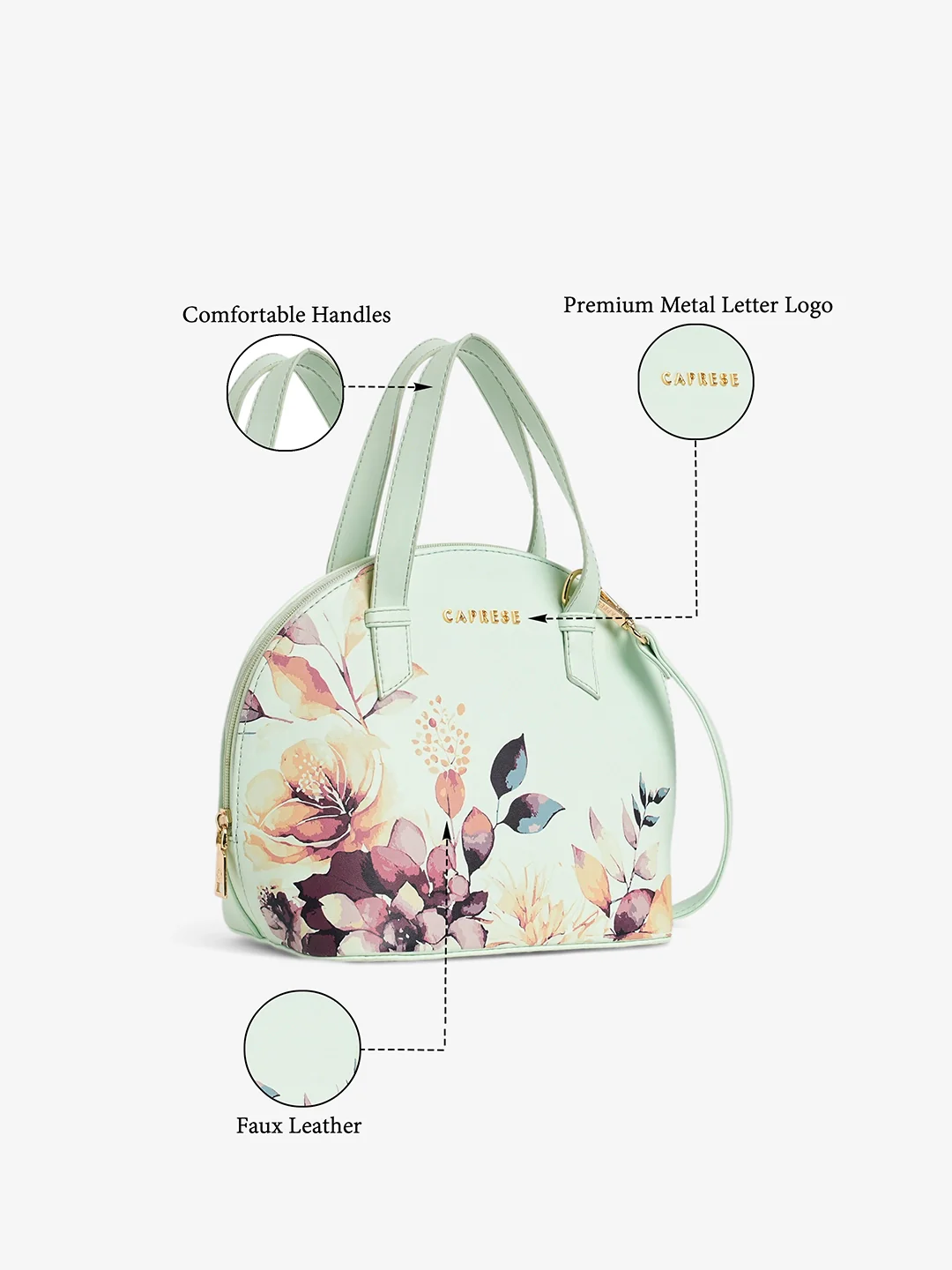 Caprese Alaya Small Green Satchel Bag - Image 9