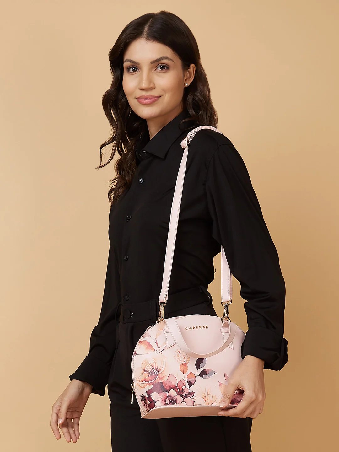 Caprese Alaya Small Pink Satchel Bag - Image 3