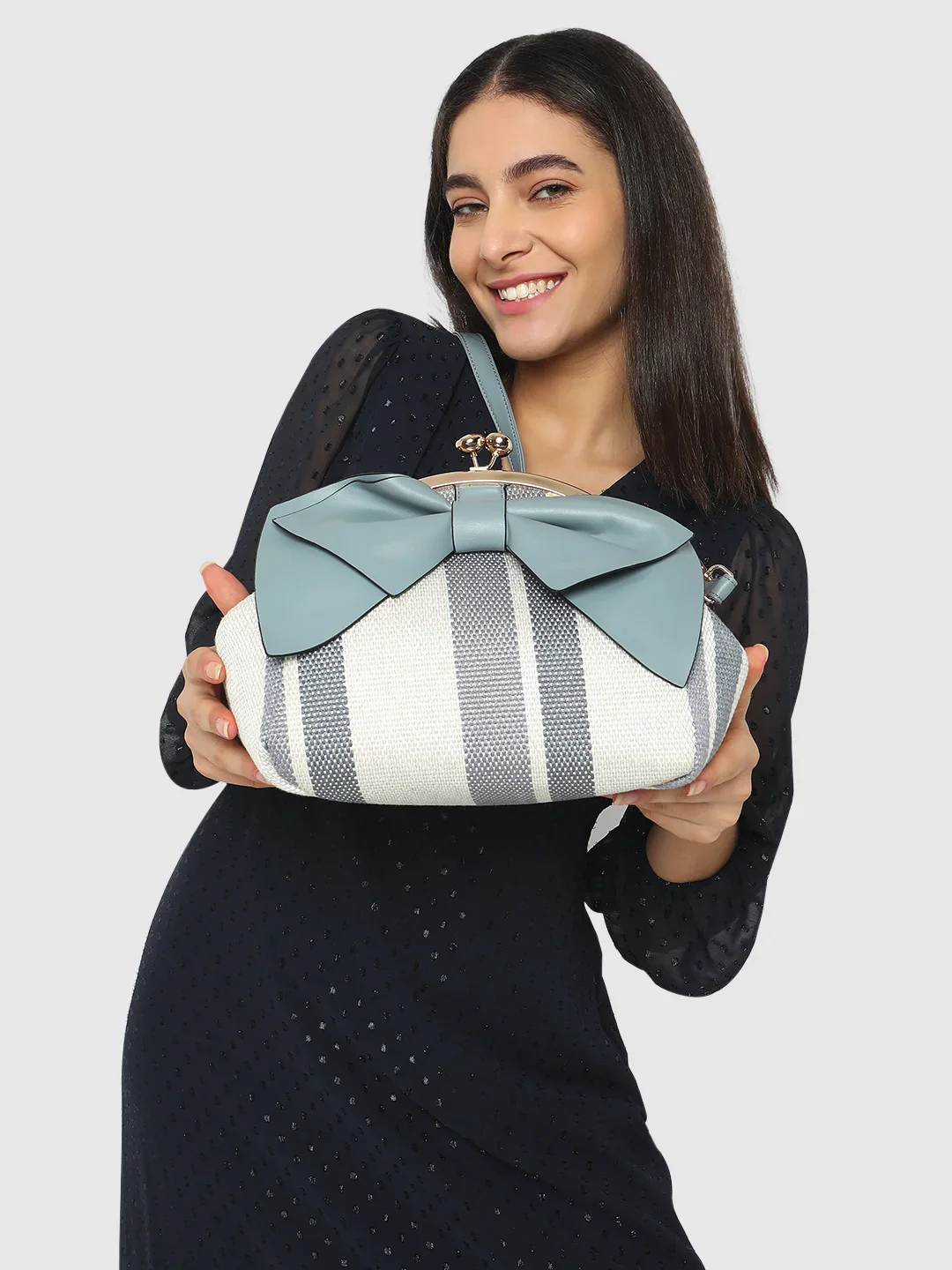 Caprese Alessia Large Light Blue Satchel Bag - Image 10