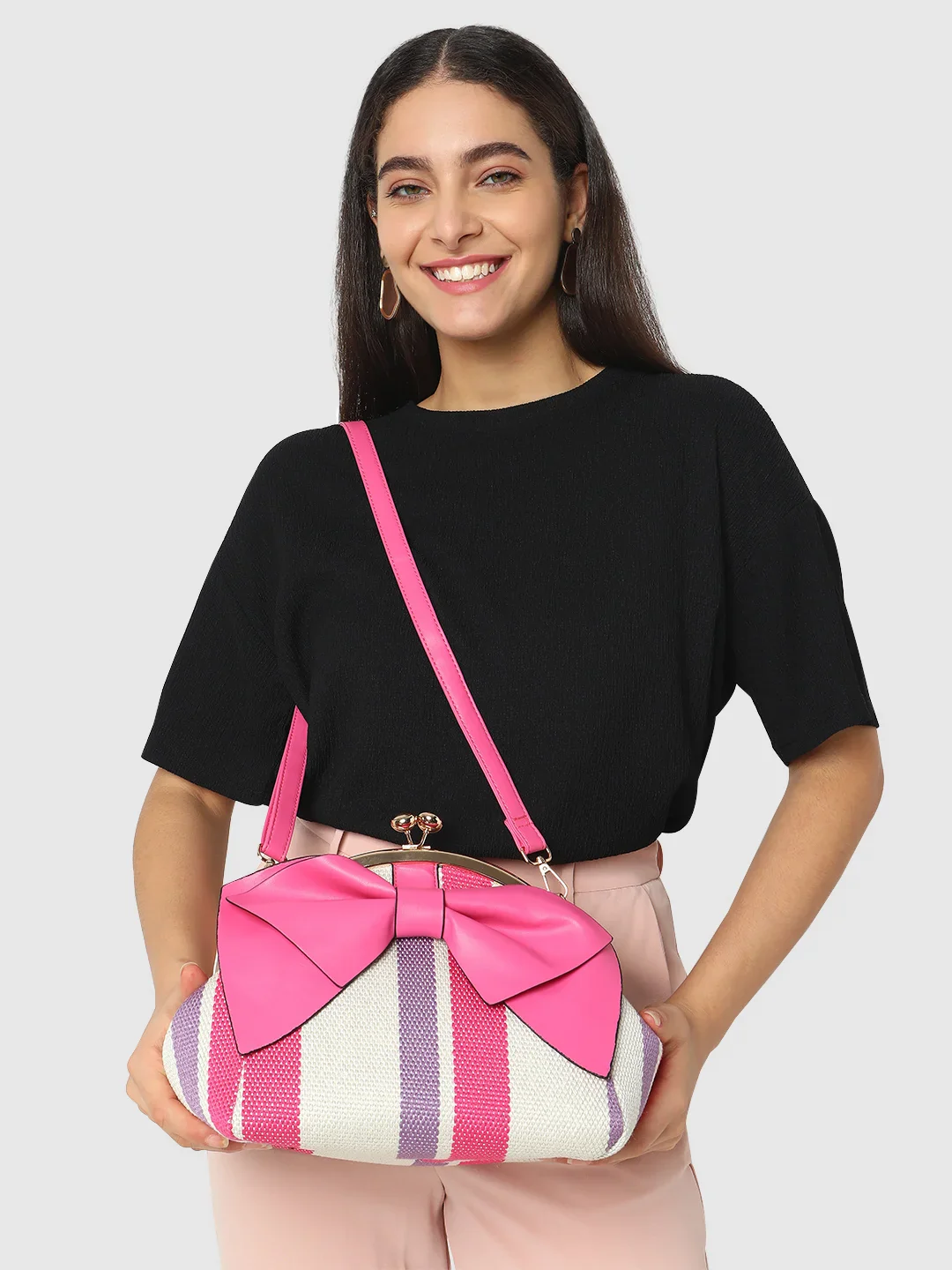 Caprese Alessia Large Pink Satchel Bag - Image 11