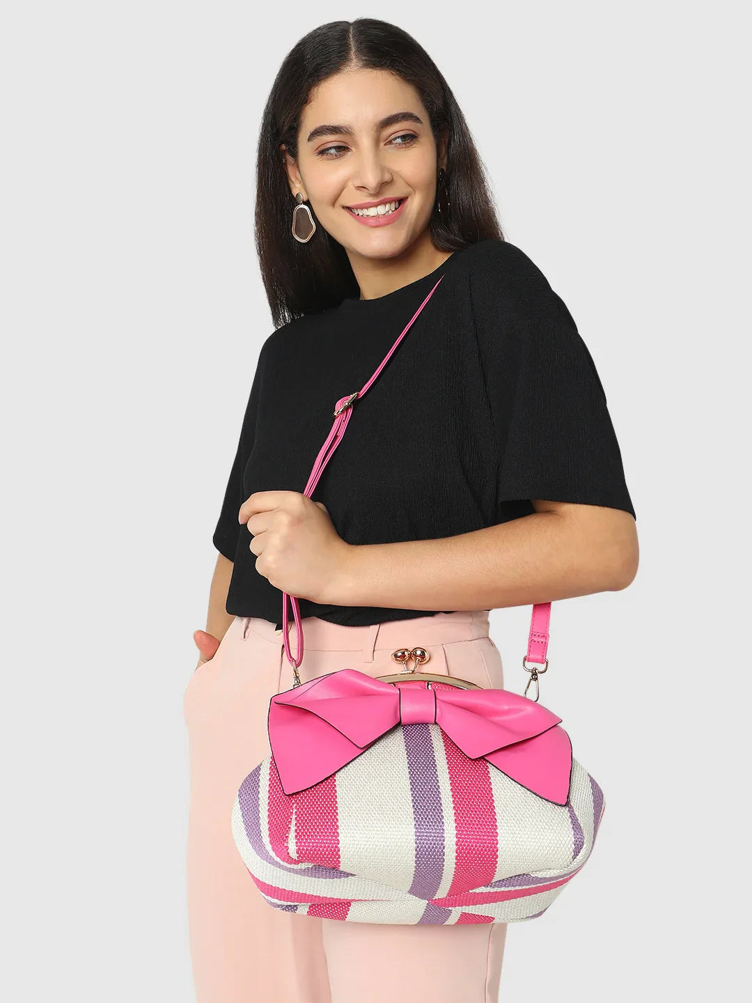 Caprese Alessia Large Pink Satchel Bag - Image 12