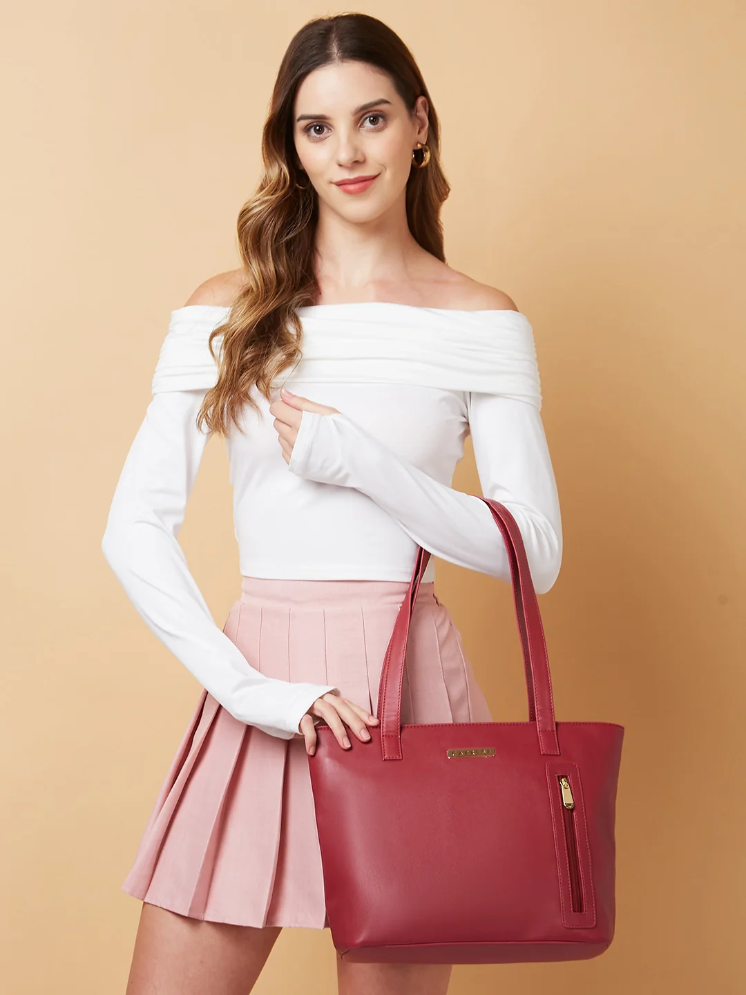 Caprese Alexandria Large Maroon Tote Bag - Image 2