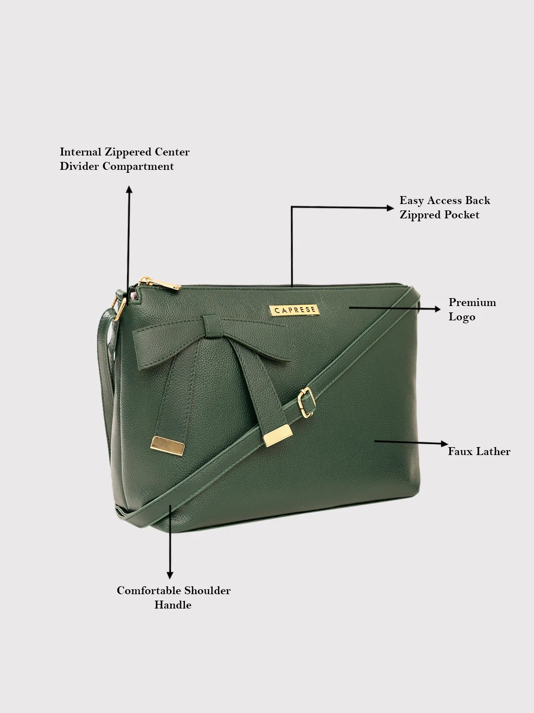 Caprese Alexandria Medium Emerald Sling Bag - Image 5