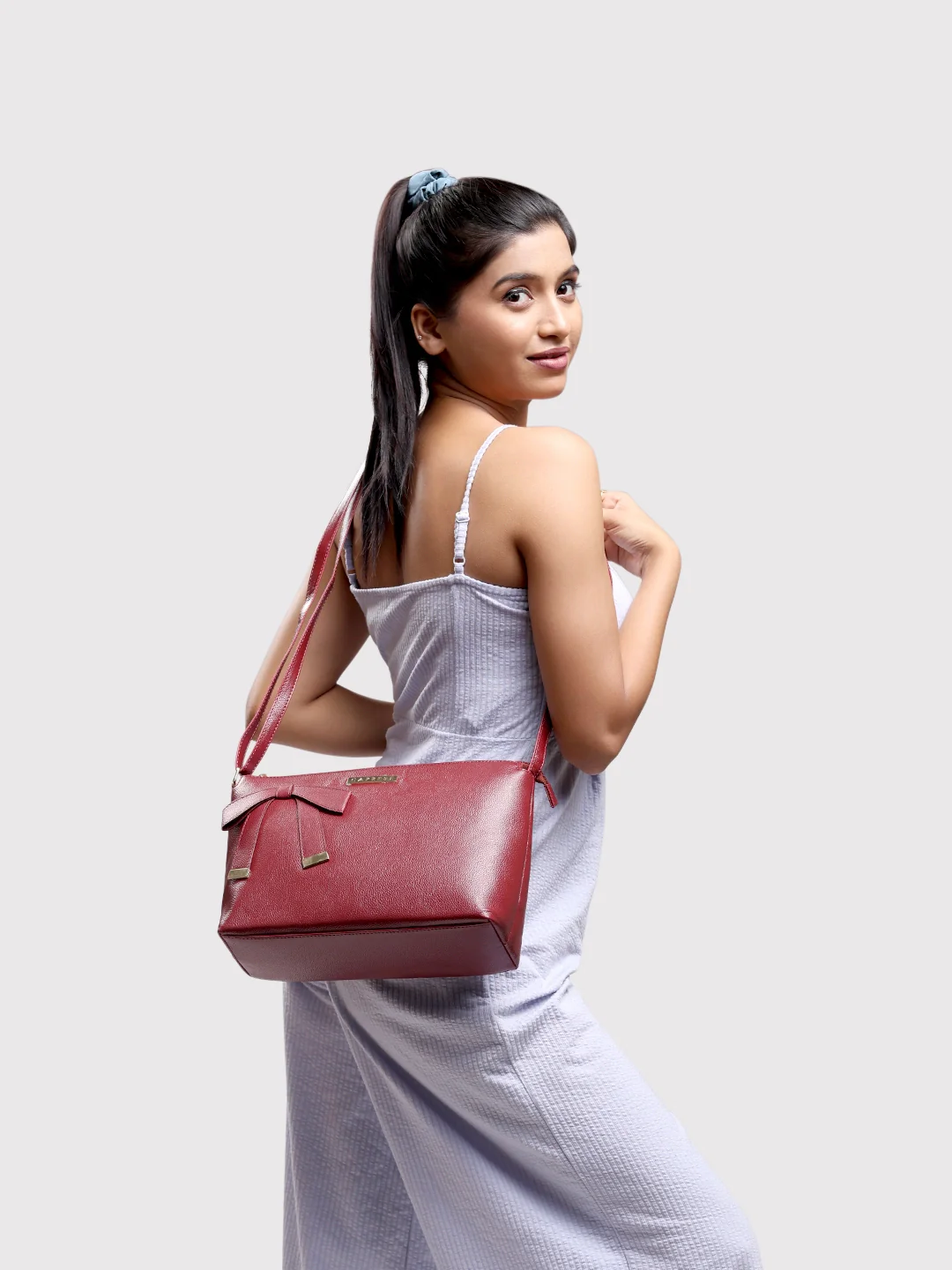 Caprese Alexandria Medium Maroon Sling Bag - Image 2